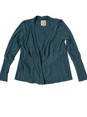 Chaser teal ribbed knit open-front cardigan